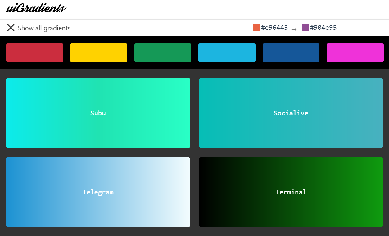 I Gradienti di colore pi&ugrave; utilizzati per migliorare lo stile